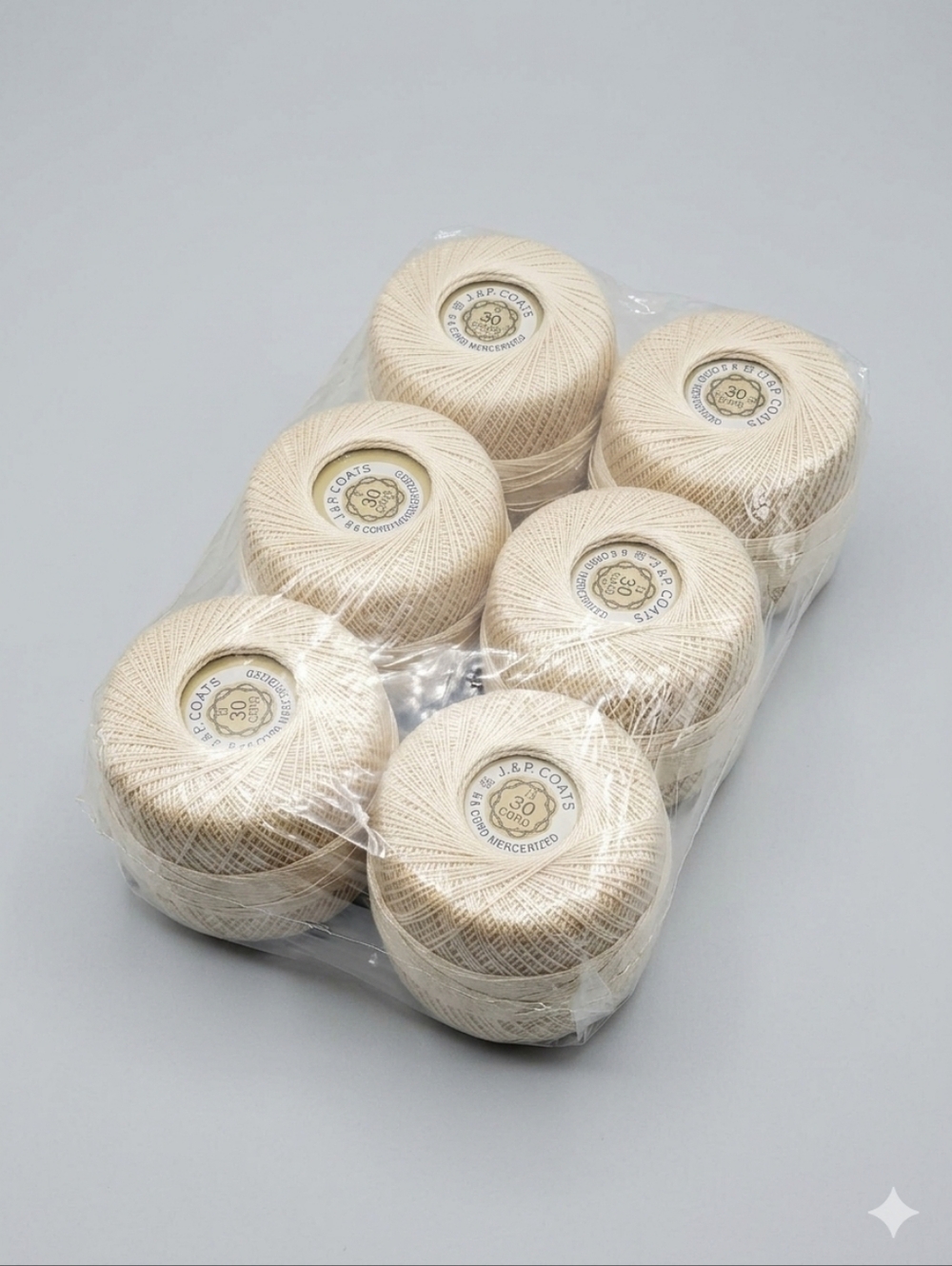 J. & P. Coats Six Cord Mercerized Crochet Cotton Thread 6 Pcs Bundle